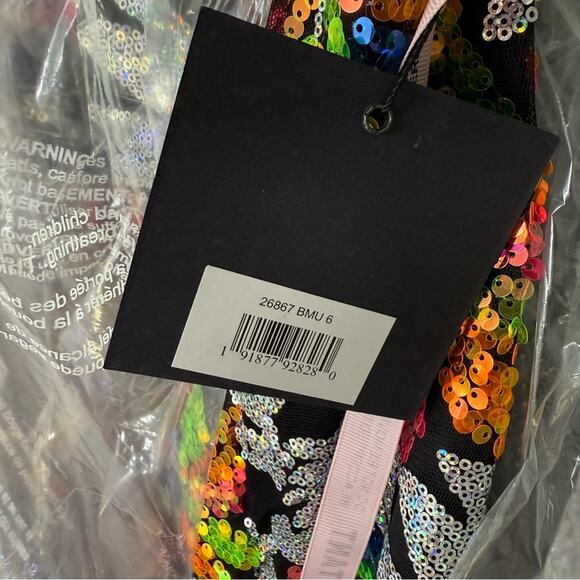 Mac Duggal Sequined Floral Detail Mini Dress 26867 Black Multi Women’s Sz 6 - Picture 9 of 11